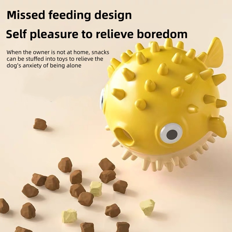 Dog Puzzle Feeder Toy - Interactieve, stuiterende visvormige lekkernijdispenser, hondenspeelgoed, langzame