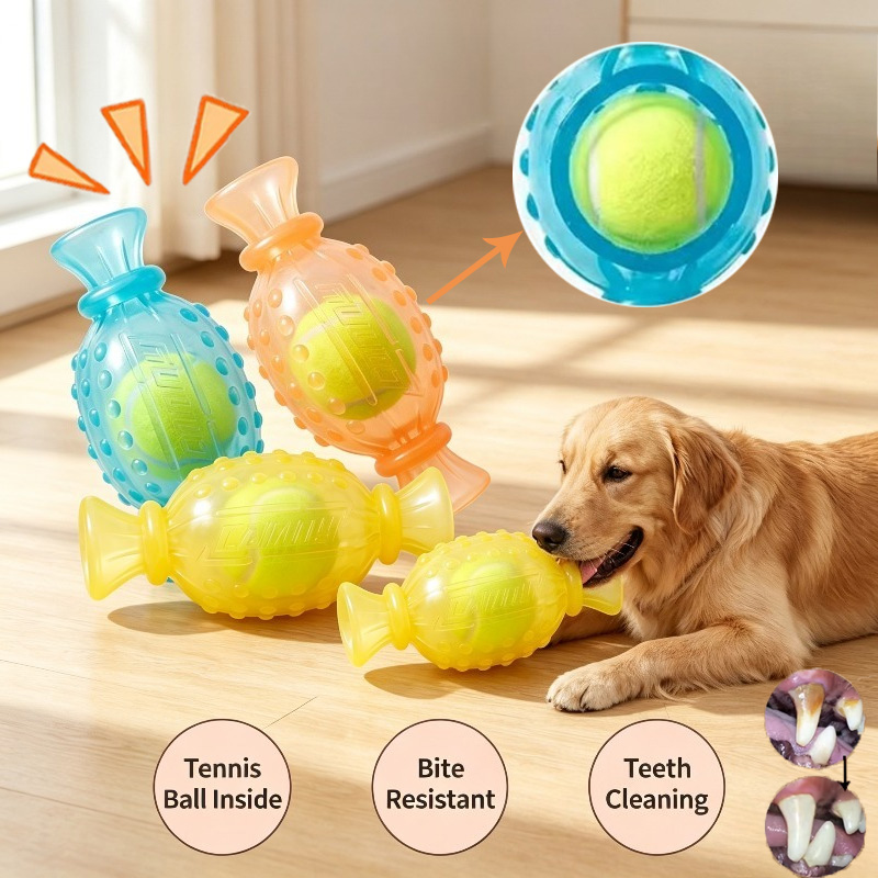 Interactive Squeaky Plush Dog Toy - Hondenspeeltje, kauwspeeltje, piepend, bijtbestendig, snoep met