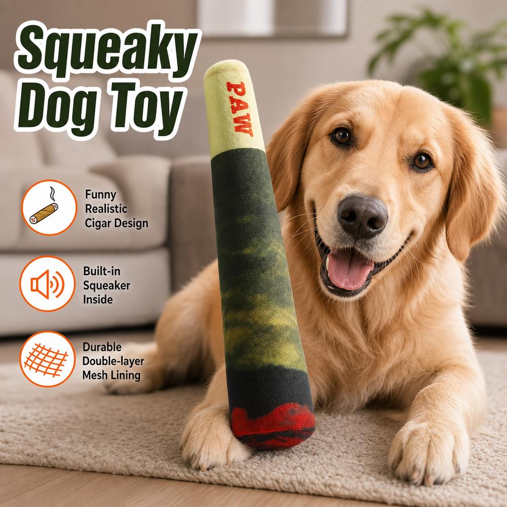 Indestructible Dog Chew Toy - Interactief hondenknarspeelgoed met geluid, sigaarvormig, voor