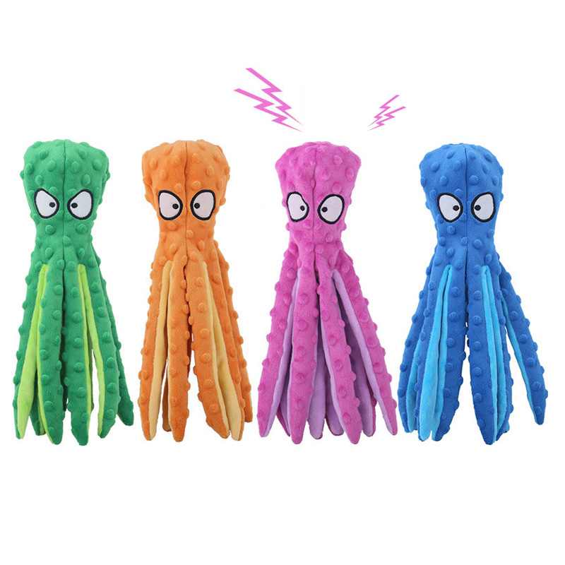Interactive Squeaky Plush Dog Toy - Huisdier Pluche Hond Speelgoed Stem Octopus