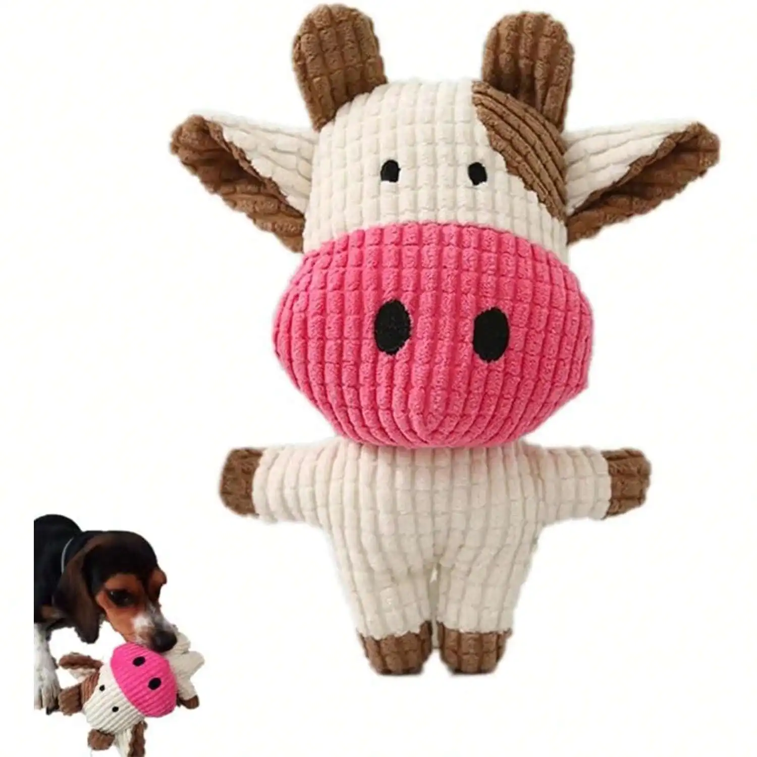 Schattig klein koeienknuffel v - Interactive Squeaky Plush Dog Toy recensie en prijs
